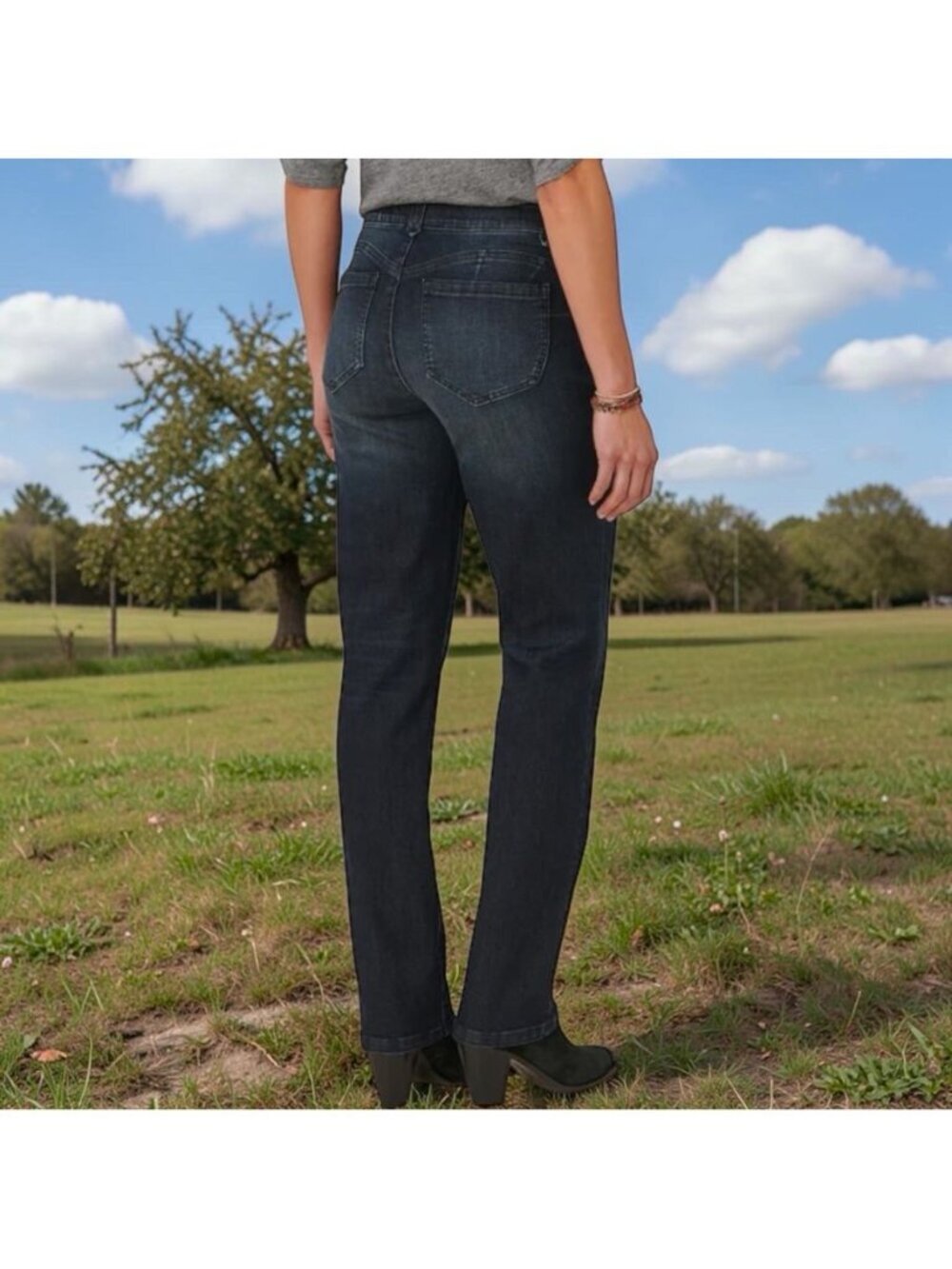 Democracy Ab Solution Jeans Women Sz 14 Dark Blue Stretch Denim Mid Rise
